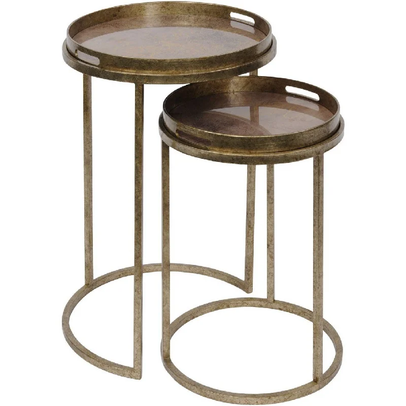 Vienna Antique Gold Atlas/Diamond Set Of 2 Side Tray Tables