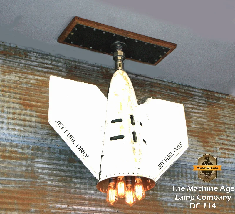 Waterproof Industrial Lighting for Wet AreasSteampunk Airplane Aviation Jet Light / Douglas A-4 Skyhawk External tank end hanging lamp / Machine Age Lamp / #DC114 sold