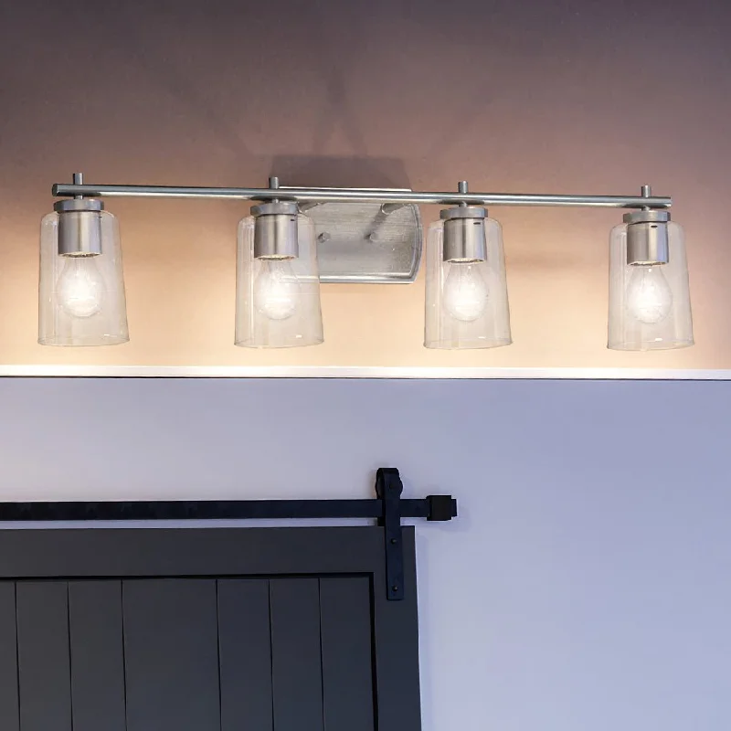 Industrial Lighting with High CRI (Color Rendering Index) for True Color PerceptionUHP4143 Traditional Bath Light 7.625''H x 32''W, Brushed Nickel Finish, Esperance Collection Industrial Lighting with High CRI (Color Rendering Index) for True Color PerceptionUHP4143 Traditional Bath Light 7.625''H x 32''W, Brushed Nickel Finish, Esperance Collection