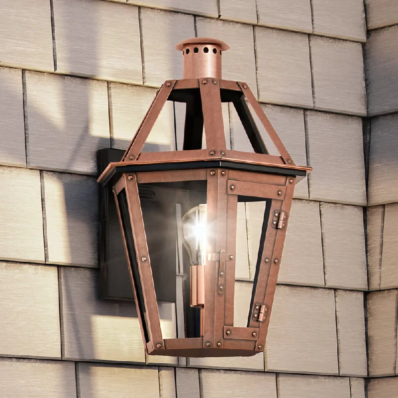 Industrial Lighting for Printing Press FacilitiesUQL1700 Rustic Outdoor Wall Sconce, 16''H x 11''W, Rustic Copper Finish, Summerville Collection Industrial Lighting for Printing Press FacilitiesUQL1700 Rustic Outdoor Wall Sconce, 16''H x 11''W, Rustic Copper Finish, Summerville Collection