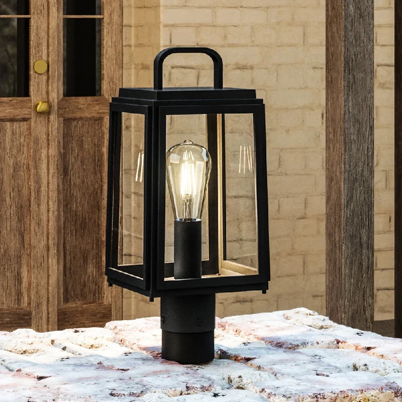 Industrial Lighting for Furniture FactoriesUHP1389 Farmhouse Outdoor Post Light 15.625''H x 7''W, Midnight Black Finish, Macon Collection Industrial Lighting for Furniture FactoriesUHP1389 Farmhouse Outdoor Post Light 15.625''H x 7''W, Midnight Black Finish, Macon Collection