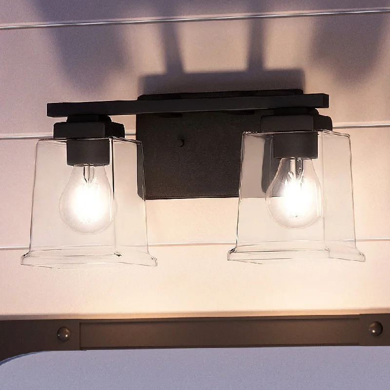 Color - Tunable Industrial Lighting for Special ApplicationsUHP4295 Craftsman Bath Light 7''H x 12.25''W, Midnight Black Finish, Houston Collection Color - Tunable Industrial Lighting for Special ApplicationsUHP4295 Craftsman Bath Light 7''H x 12.25''W, Midnight Black Finish, Houston Collection