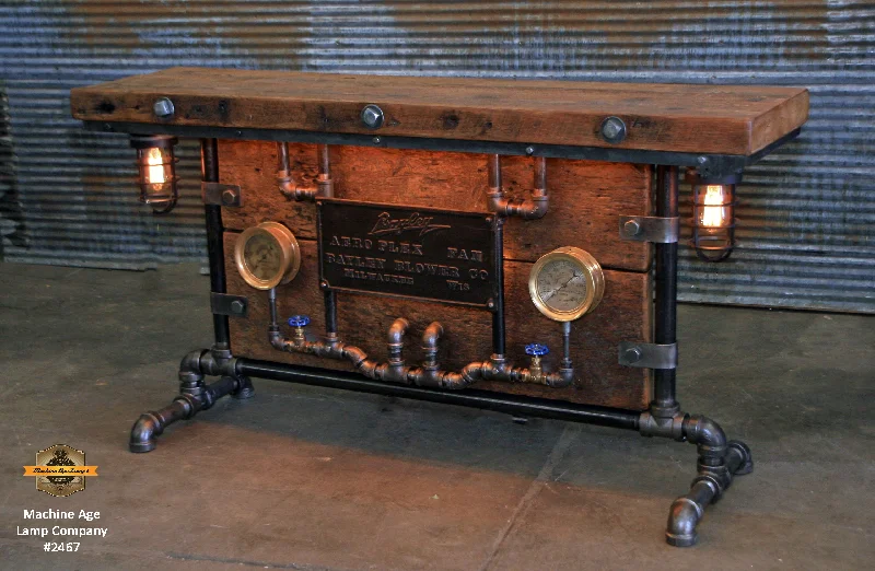 Industrial Lighting for Printing Press FacilitiesSteampunk Industrial / Barn Wood / Table / Console / Bar / Lighted / Table #2467 Industrial Lighting for Printing Press FacilitiesSteampunk Industrial / Barn Wood / Table / Console / Bar / Lighted / Table #2467