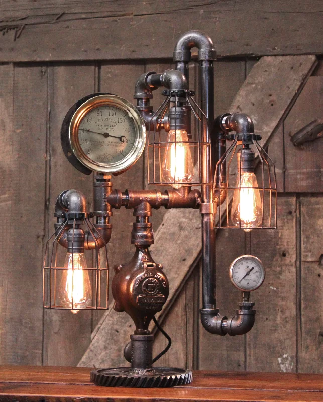 Industrial Lighting for Electronics ManufacturingSteampunk Industrial / Steam Gauge Lamp / Boiler Gauge / Lamp #4528 Industrial Lighting for Electronics ManufacturingSteampunk Industrial / Steam Gauge Lamp / Boiler Gauge / Lamp #4528