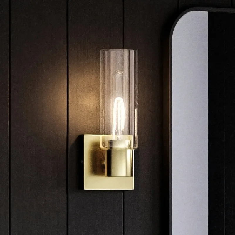 Shock - Resistant Industrial Lighting for Vibrating Machinery AreasUHP4055 Cosmopolitan Wall Sconce 12.625''H x 5''W, Satin Gold Finish, Tustin Collection Shock - Resistant Industrial Lighting for Vibrating Machinery AreasUHP4055 Cosmopolitan Wall Sconce 12.625''H x 5''W, Satin Gold Finish, Tustin Collection