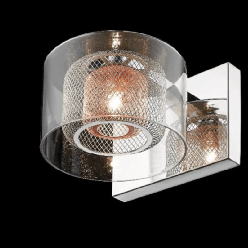 glass wall lamps with frosted glass for soft, diffused lightEastcote Polished Chrome and Copper Single Wall Light - ID 6400 glass wall lamps with frosted glass for soft, diffused lightEastcote Polished Chrome and Copper Single Wall Light - ID 6400