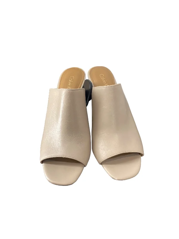 Shoes Heels Block By Calvin Klein In Tan, Size: 6