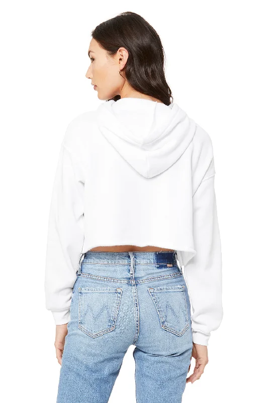 Bella + Canvas Womens Cropped Fleece Hooded Sweatshirt Hoodie - White