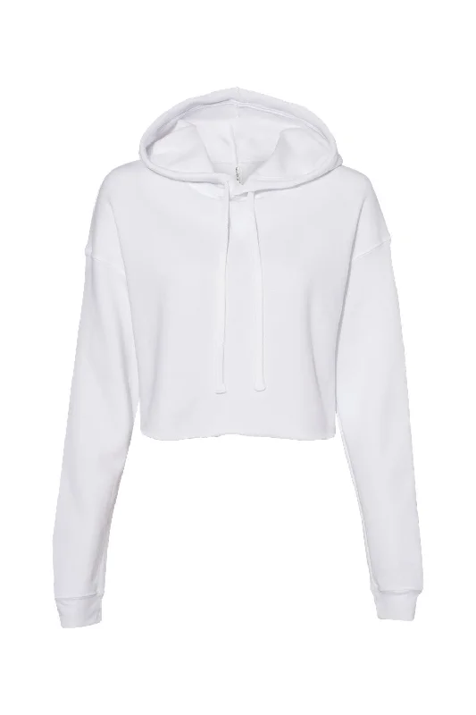 Bella + Canvas Womens Cropped Fleece Hooded Sweatshirt Hoodie - White