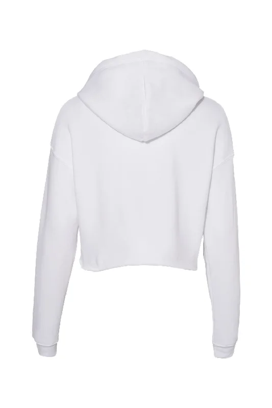 Bella + Canvas Womens Cropped Fleece Hooded Sweatshirt Hoodie - White