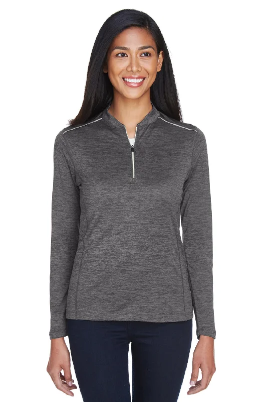 Core 365 Womens Kinetic Performance Moisture Wicking 1/4 Zip Sweatshirt - Carbon Grey/Black