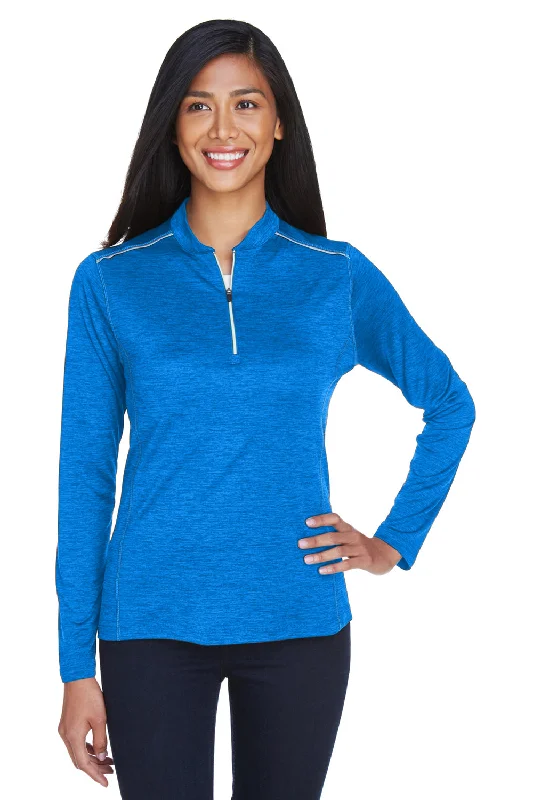 Core 365 Womens Kinetic Performance Moisture Wicking 1/4 Zip Sweatshirt - True Royal Blue/Carbon Grey