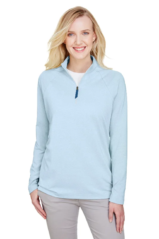 Devon & Jones Womens CrownLux Clubhouse Performance Moisture Wicking 1/4 Zip Sweatshirt - Ocean Blue