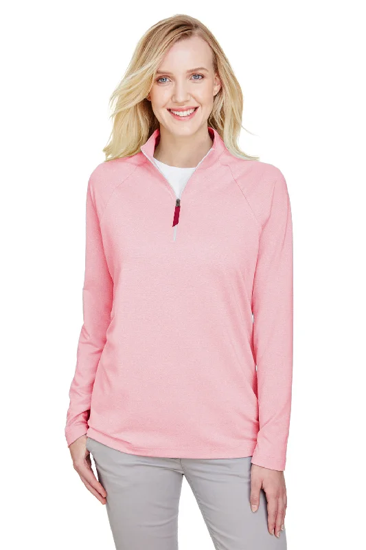 Devon & Jones Womens CrownLux Clubhouse Performance Moisture Wicking 1/4 Zip Sweatshirt - Red