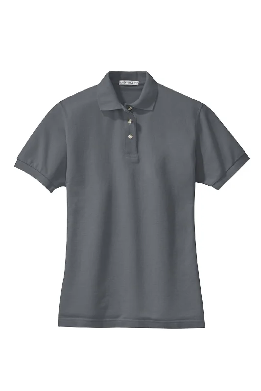 Port Authority Womens Shrink Resistant Short Sleeve Polo Shirt - Steel Grey