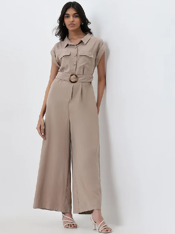 LOV Beige Jumpsuit with Belt