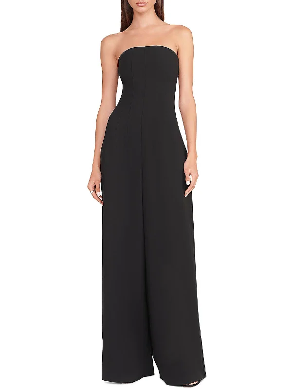 Womens Strapless Wide Leg Jumpsuit