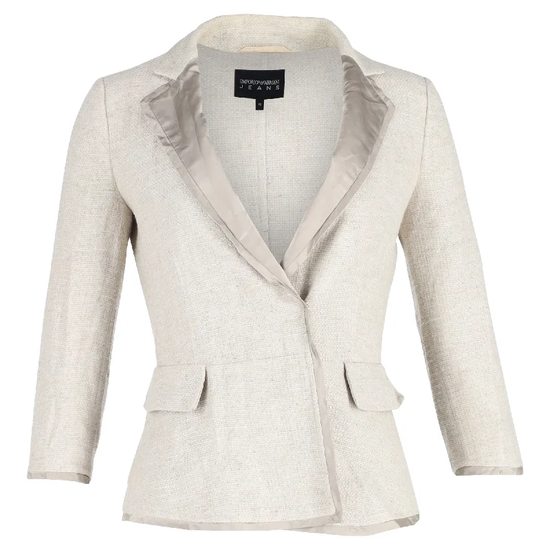 Emporio Armani Women's Suit Blazer Cream Linen