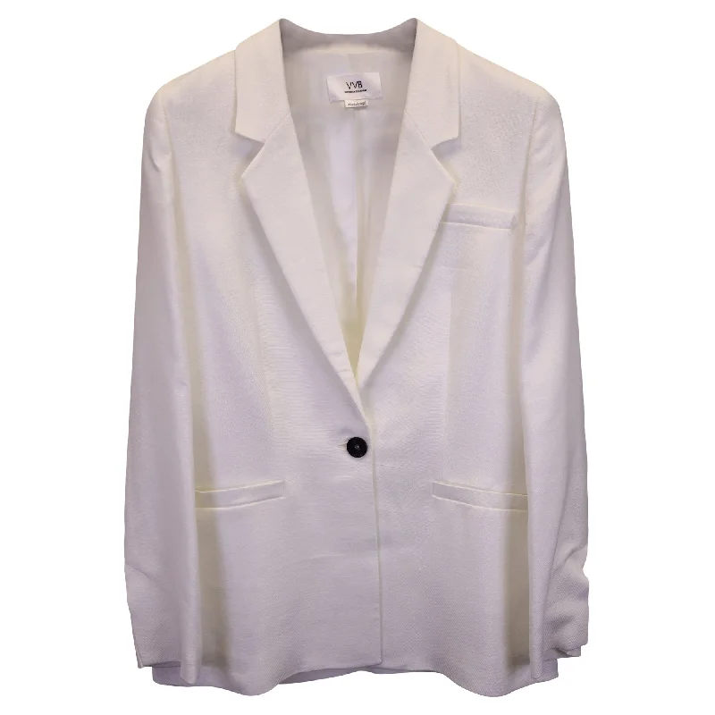 Victoria Beckham Single Breasted Blazer in White Cotton