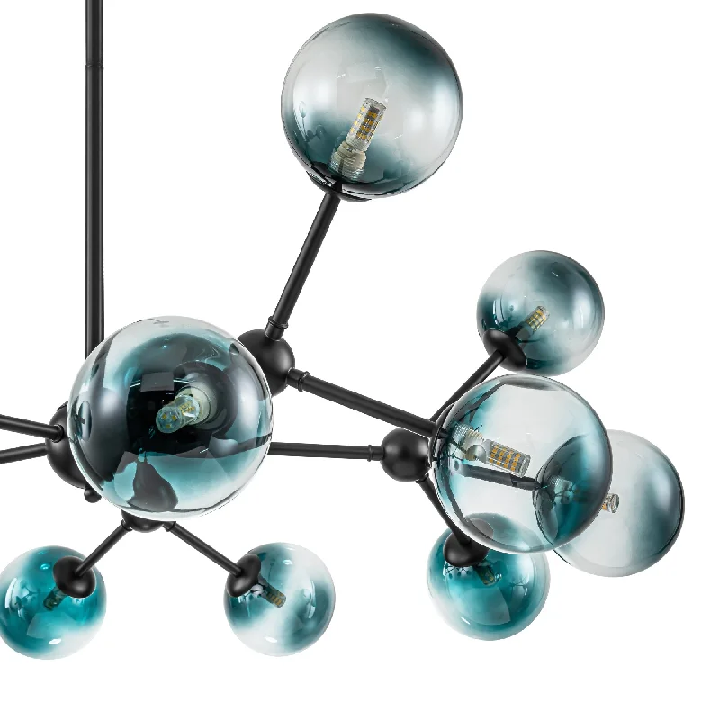 Chandeliers for Low Ceilings to Avoid Overcrowding15-Light Modern Large Sputnik Glass Chandelier Cluster Blue Glass Bubble Pendant Light for Dining Room - 40.2 in. W x 13.8 in. H