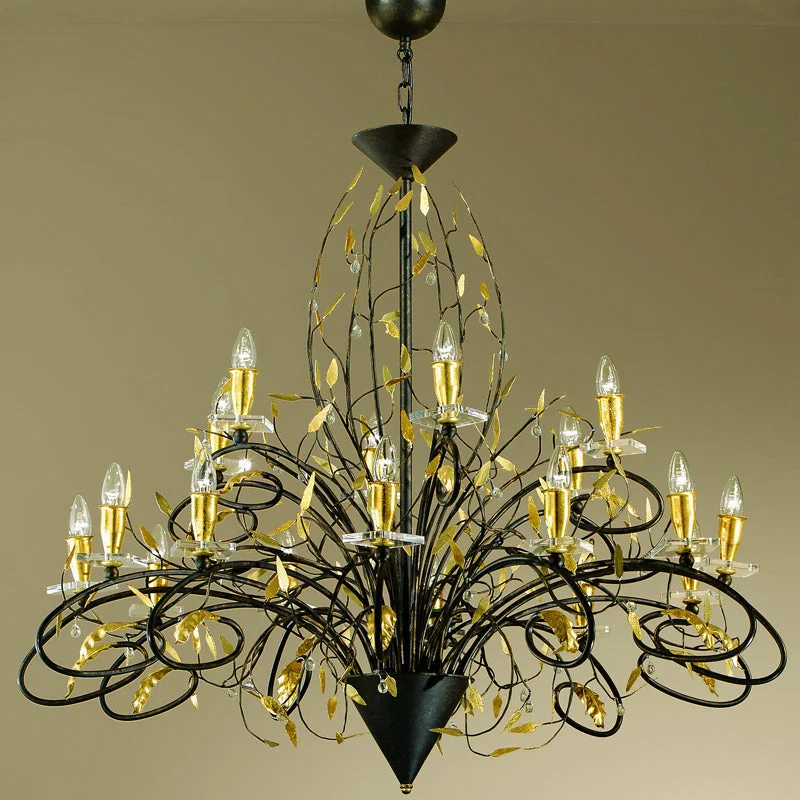 Chandeliers with Frosted Glass for a Softer Light Diffusion18 Light black and gold Italian chandelier Chandeliers with Frosted Glass for a Softer Light Diffusion18 Light black and gold Italian chandelier