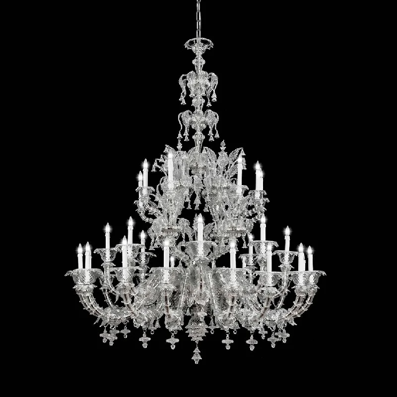 Art Deco Chandeliers for a Retro - Glam Look32 Light Rezzonico Style Murano Glass Chandelier