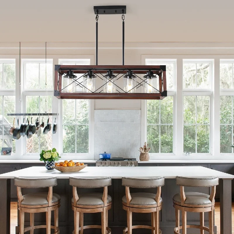 Large Chandeliers for Grand Halls and Foyers5-Light Retro Farmhouse Chandelier