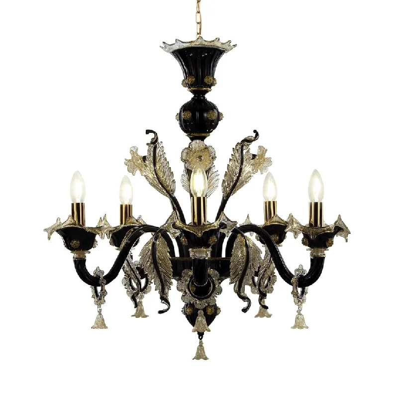 LED Chandeliers for Energy - Efficient Lighting5 Light Black and Gold Glass Chandelier LED Chandeliers for Energy - Efficient Lighting5 Light Black and Gold Glass Chandelier