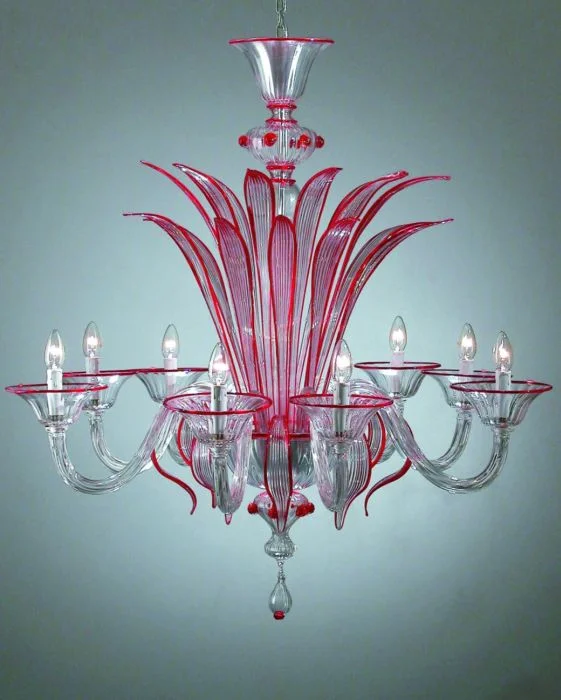 French Country Chandeliers with a Romantic Aura8 Arm Red Murano Glass Chandelier