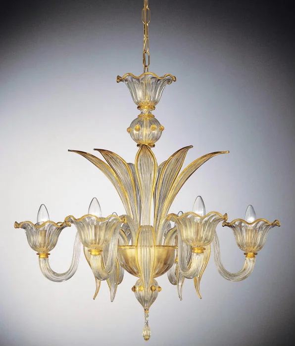 LED Chandeliers for Energy - Efficient LightingAmber And Gold Murano Glass Chandelier