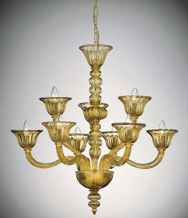 Mid - Century Modern Chandeliers for Vintage AppealAmber Murano Glass Chandelier