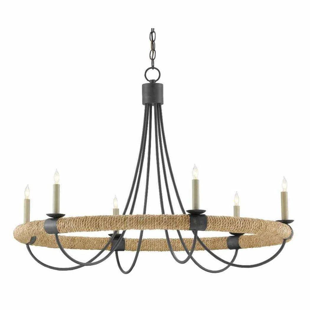 Chandeliers with Venetian Glass for a Luxurious LookFrench Black Smoke wood Natural Abaca Rope Shipwright Chandelier