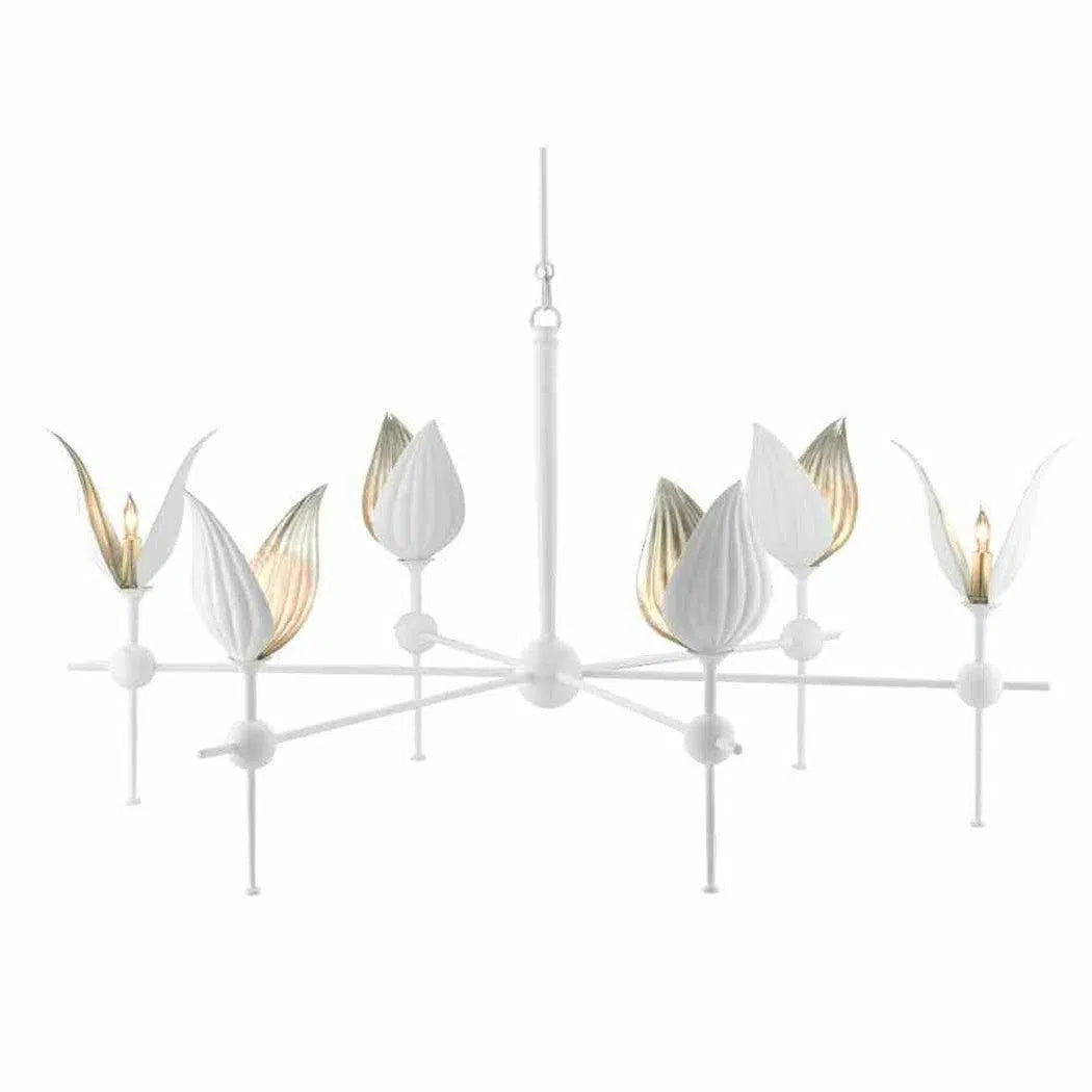 Small Chandeliers for Compact RoomsGesso White Silver Leaf Peace Lily Chandelier