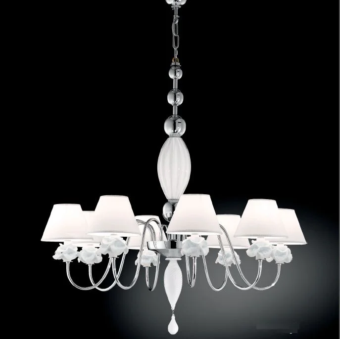 Chandeliers with Pendant Lights for a Stylish LookModern Chrome 8 Light Venetian Chandelier With Milky White Murano Glass Flowers Chandeliers with Pendant Lights for a Stylish LookModern Chrome 8 Light Venetian Chandelier With Milky White Murano Glass Flowers