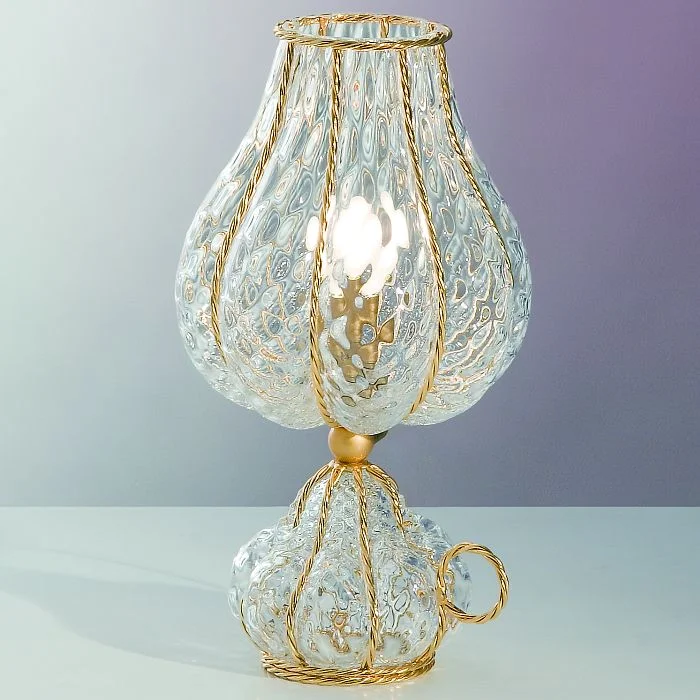 LED Chandeliers for Energy - Efficient LightingVenetian Cristallo Glass Table Light With Gold Frame - in two sizes