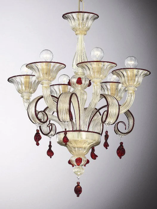 Chandeliers with Adjustable Arms for Directional LightingCrystal, Gold And Red Italian Chandelier Chandeliers with Adjustable Arms for Directional LightingCrystal, Gold And Red Italian Chandelier