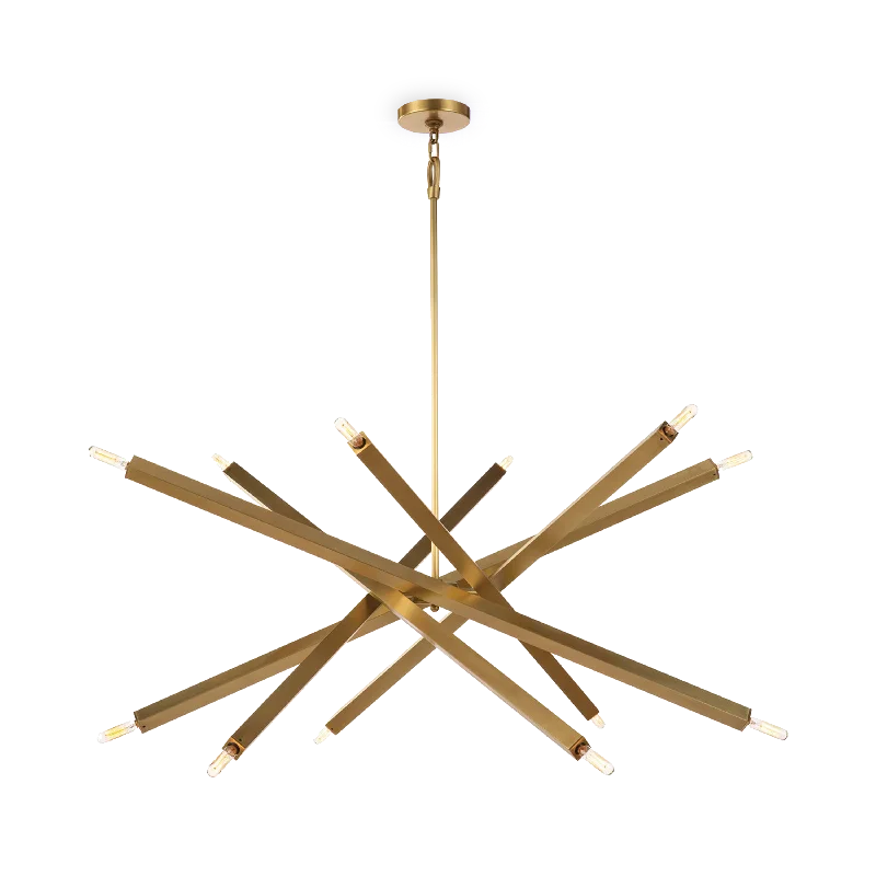 Chandeliers with Adjustable Height for Custom InstallationDash Chandelier Brass