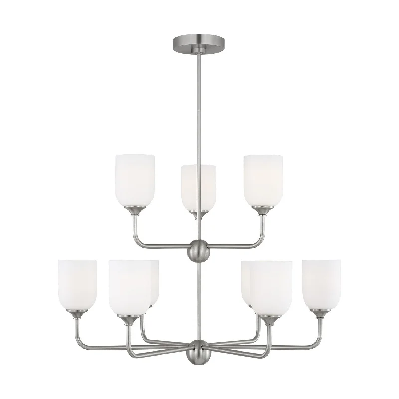 Chandeliers with Metal Frames in Black FinishEmile Nine Light Chandelier