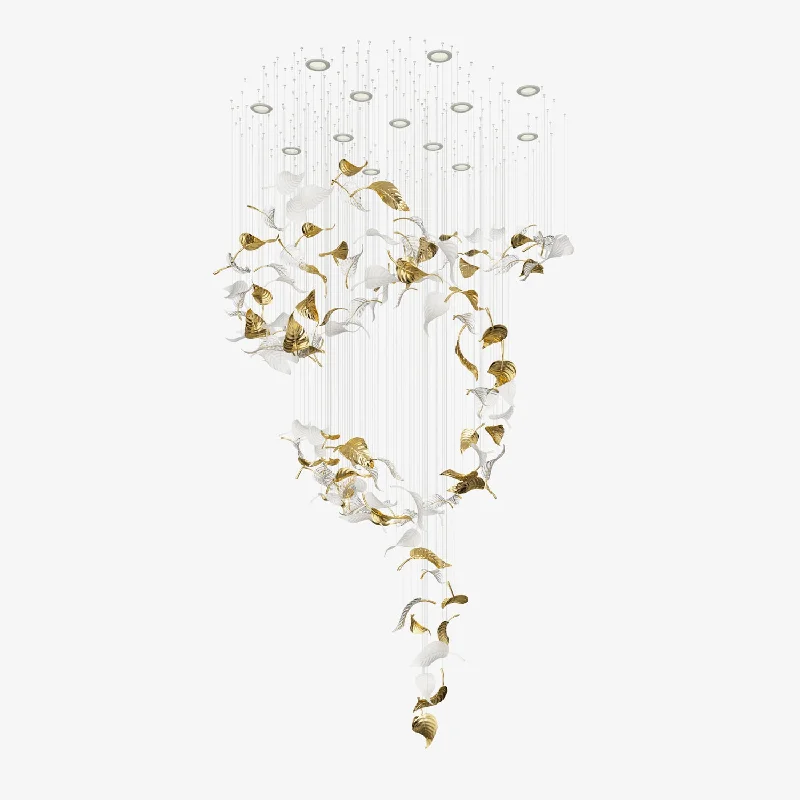 Chandeliers with Metal Frames in Copper FinishLinden Leaves Chandelier