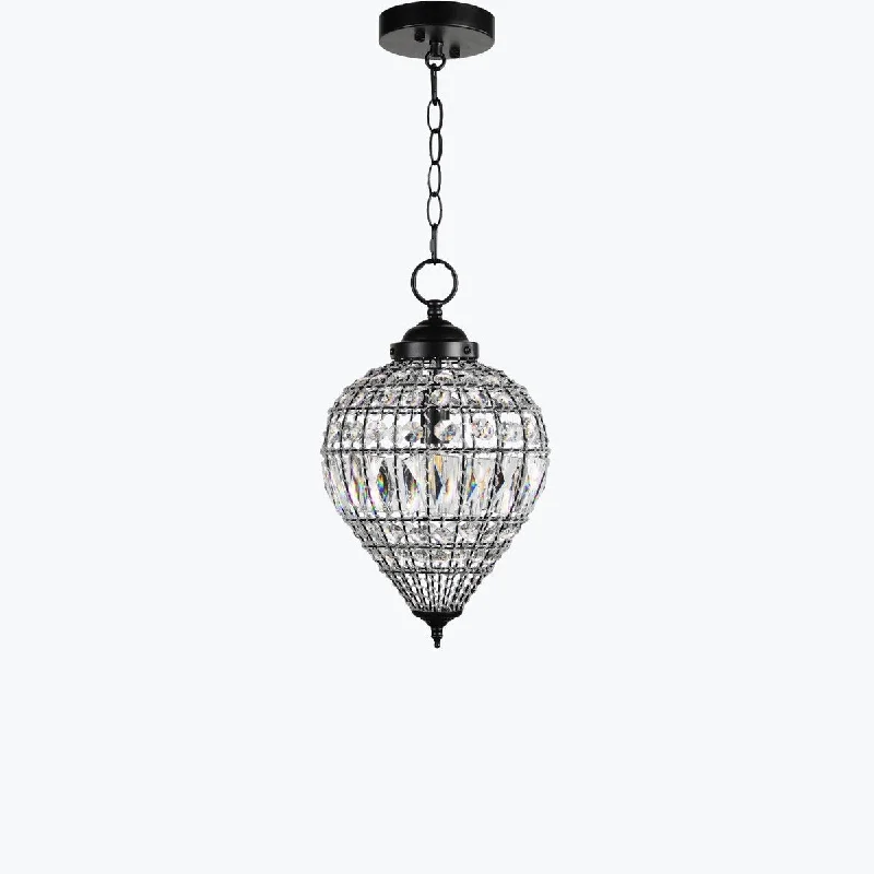 Chandeliers with Pendant Lights for a Stylish LookMatte Black Beaded Crystal 1 Light Island Pendant 12" Chandelier - 9" Wide x 12" Height