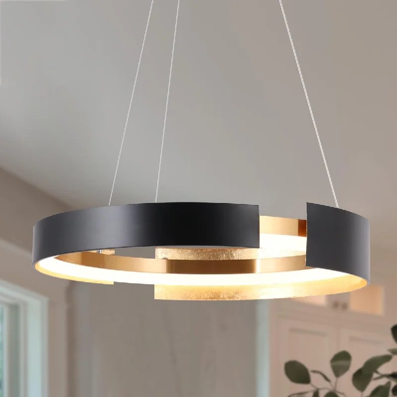 Oversized Chandeliers as a Statement Piece in Living RoomsModern LED Gold Black Drum Chandelier Large Pendant Light for Living Room - D19.5"x H 3.3"