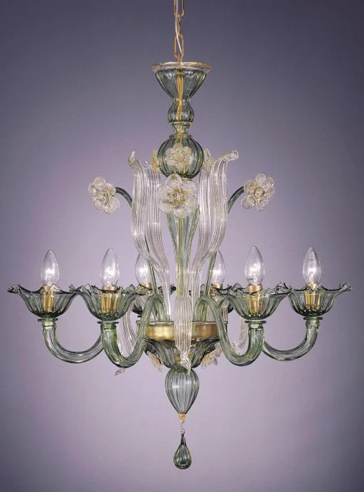 Chandeliers with Metal Frames in Bronze FinishMurano Crystal And Green Glass Chandelier