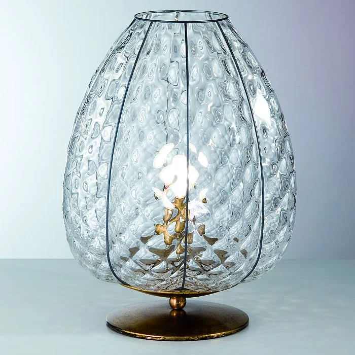 Chandeliers with Murano Glass for a High - End Artistic TouchMurano Baloton Glass Table Light With Gold Leaf Base Chandeliers with Murano Glass for a High - End Artistic TouchMurano Baloton Glass Table Light With Gold Leaf Base