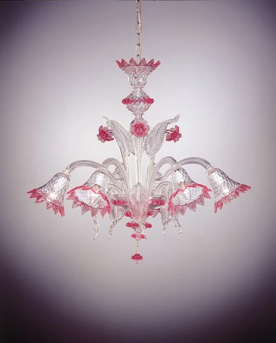 Chandeliers with Metal Frames in Gold FinishMurano Glass Chandelier With Rose Pink Trim Chandeliers with Metal Frames in Gold FinishMurano Glass Chandelier With Rose Pink Trim