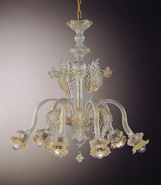 Rustic Wood Chandeliers for Country - Style HousesMurano Glass Flower Chandelier With 24 Carat Gold
