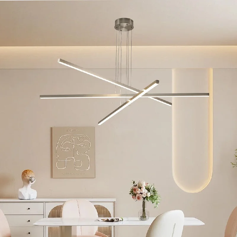 Chandeliers with Multiple Lights for Maximum IlluminationPendant Lighting Fixture in Silver Integrated LED for Living Room Bedroom, Dining Room - Chrome Chandeliers with Multiple Lights for Maximum IlluminationPendant Lighting Fixture in Silver Integrated LED for Living Room Bedroom, Dining Room - Chrome