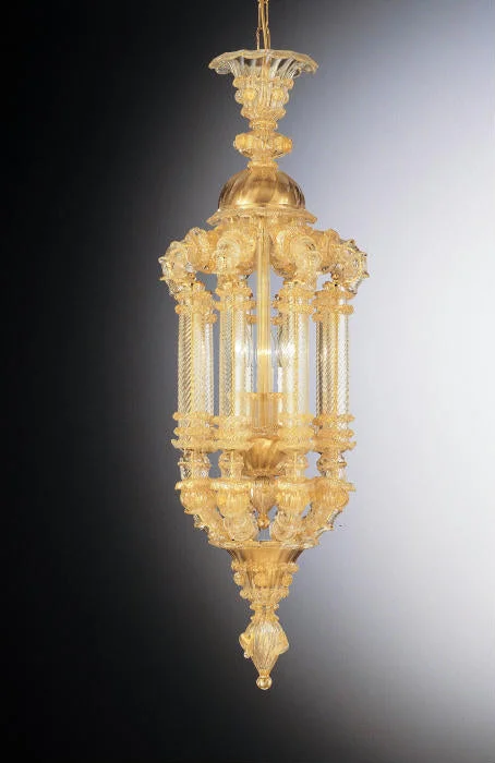 Chandeliers with Frosted Glass for a Softer Light DiffusionRezzonico-Style Ceiling Lantern With 24 Carat Gold