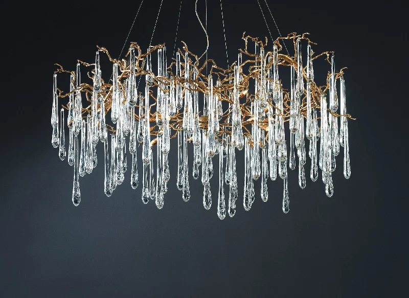 Minimalist Chandeliers for Sleek and Simple InteriorsSerip Aqua 15 Lamp Organic Bespoke Chandelier