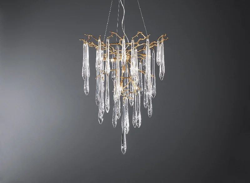 Chandeliers with Metal Frames in Gold FinishSerip Aqua 8 Lamp Funnel Bespoke Chandelier - ID 8059 Chandeliers with Metal Frames in Gold FinishSerip Aqua 8 Lamp Funnel Bespoke Chandelier - ID 8059