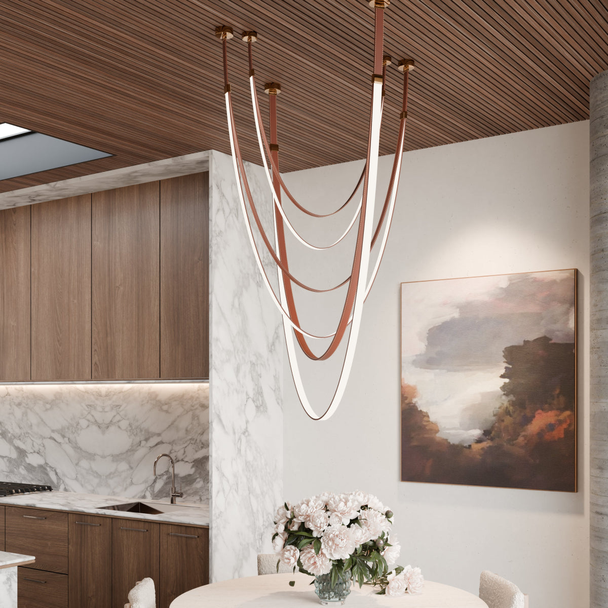 Chandeliers for Low Ceilings to Avoid OvercrowdingShalom Leather Chandelier